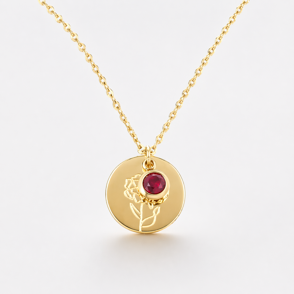 Collier fleur de naissance Janvier œillet