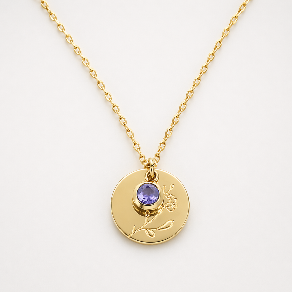 Collier fleur de naissance Février iris