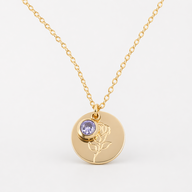Collier fleur de naissance Juin rose