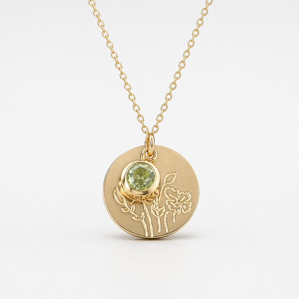 Collier fleur de naissance Aout coquelicot