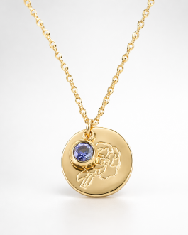 Collier fleur de naissance Septembre pivoine