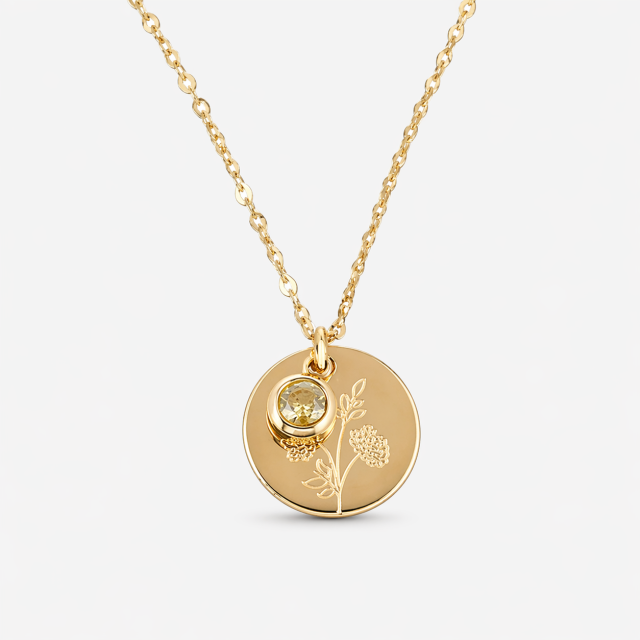 Collier fleur de naissance Novembre chrysanthème