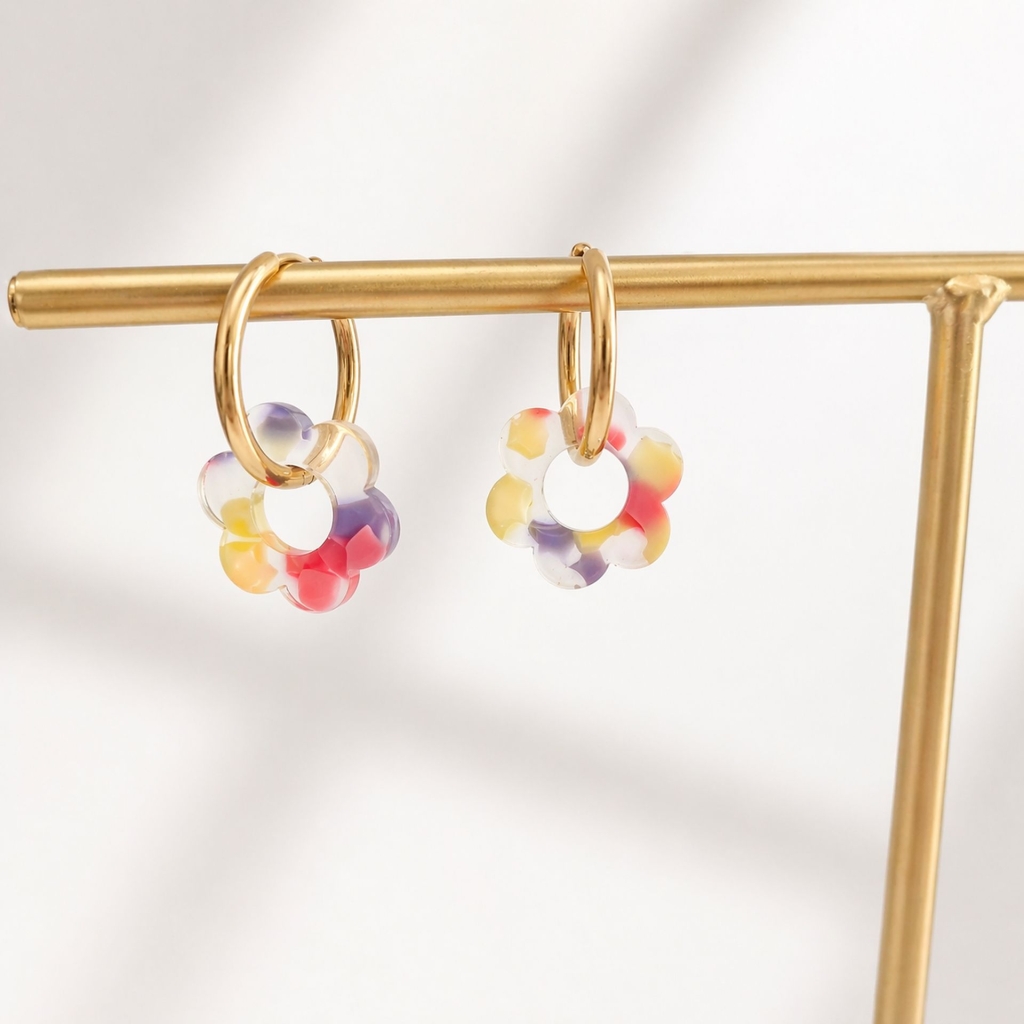Boucles d’oreilles Fleur terrazo Rosalie