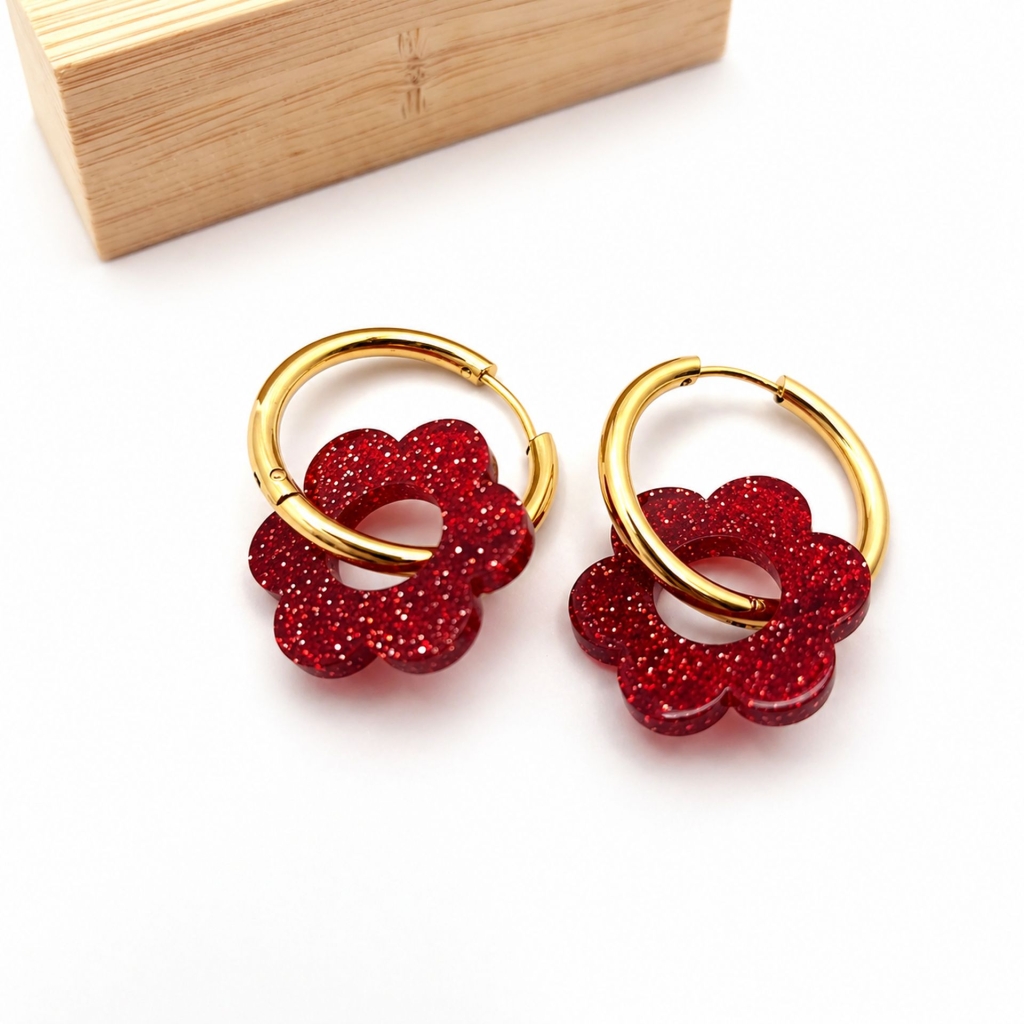 Boucles d’oreilles PailletéRouge Rosalie