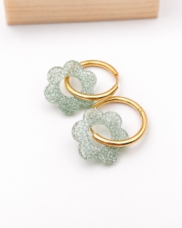 Boucles d’oreilles PailletéVertMousse Rosalie