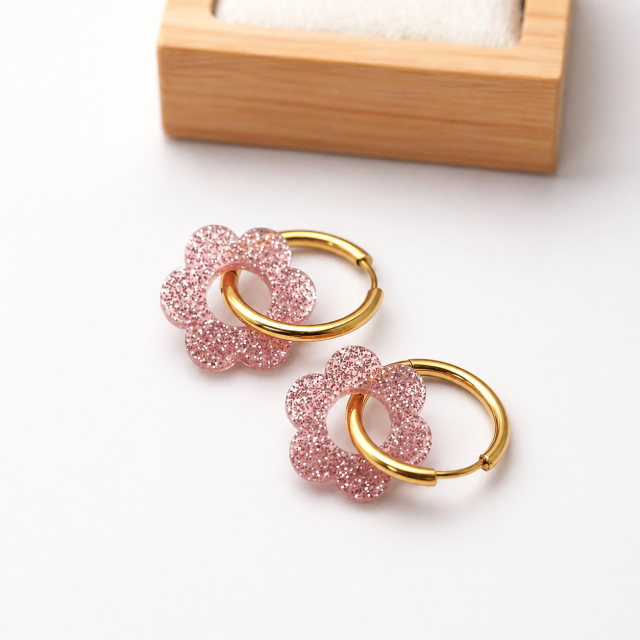 Boucles d’oreilles PailletéVieuxRose Rosalie