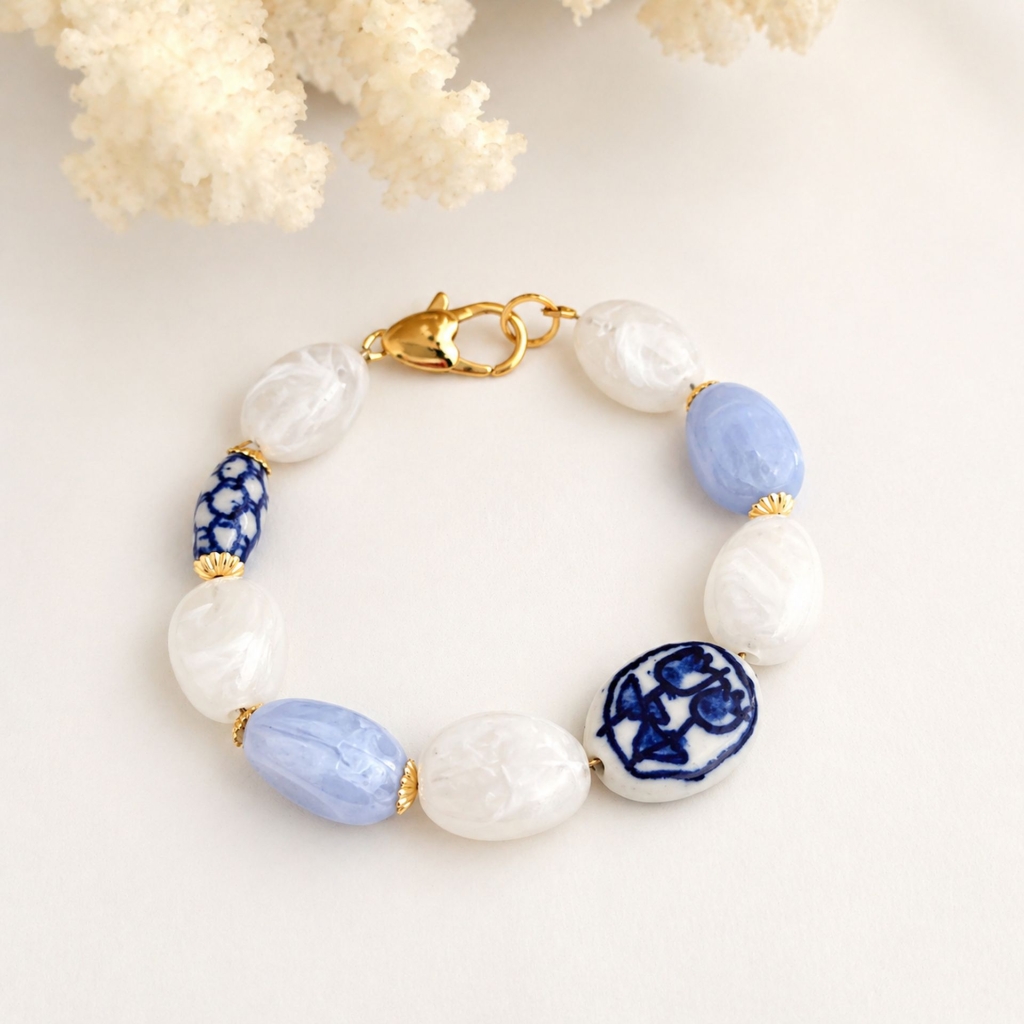 Bracelet bleu blanc Elia