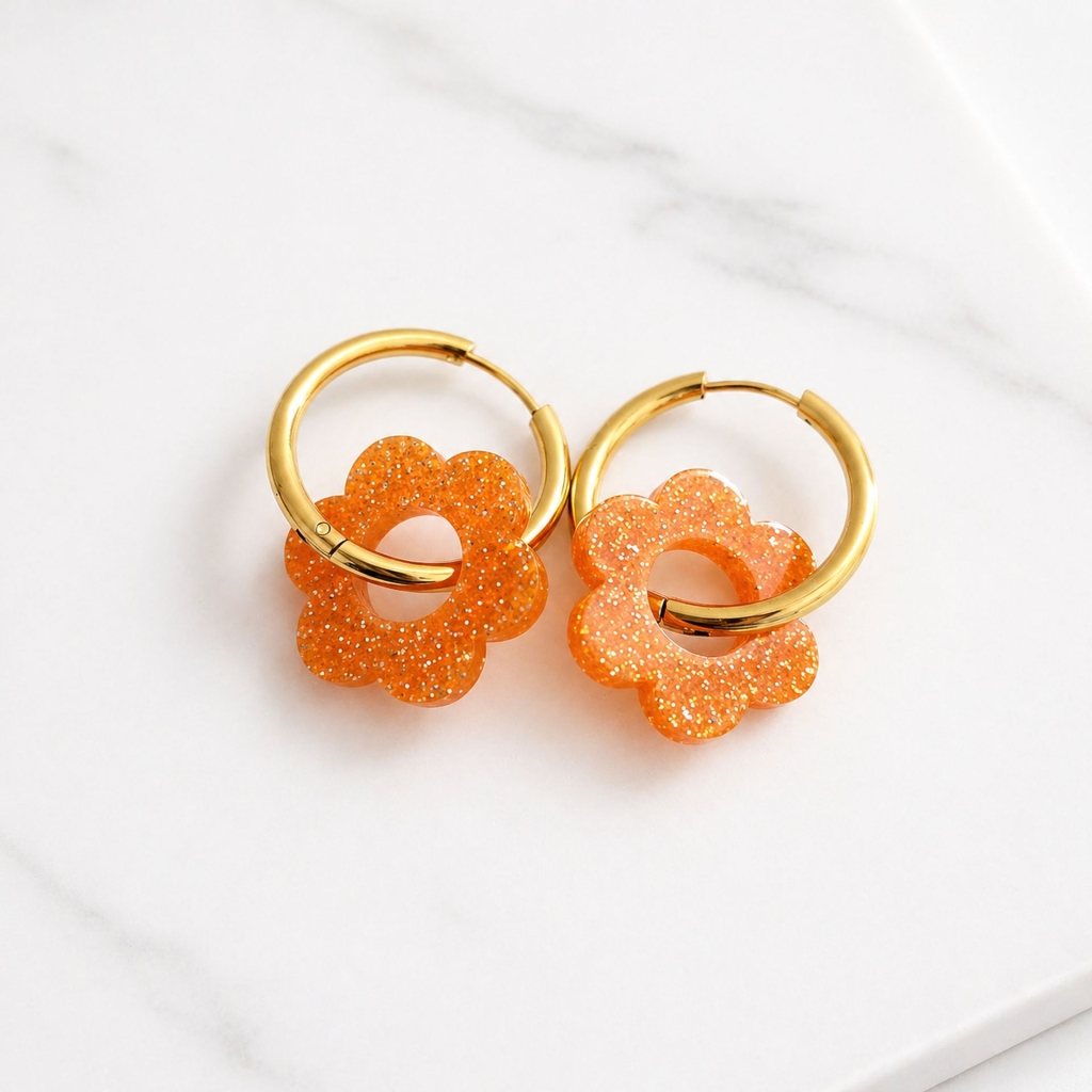 Boucles d’oreilles PailletéOrange Rosalie