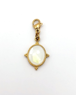 Clips ovale résine Doré-Blanc