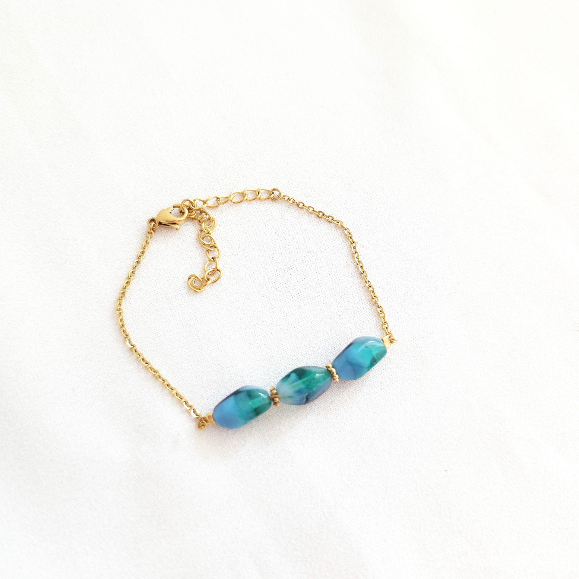 bracelet perles bleues Isaline