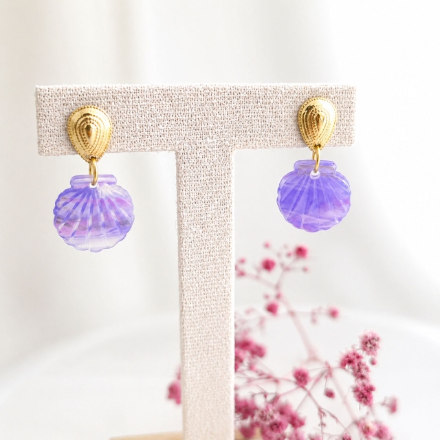 boucles d’oreilles Eléa MauveGris