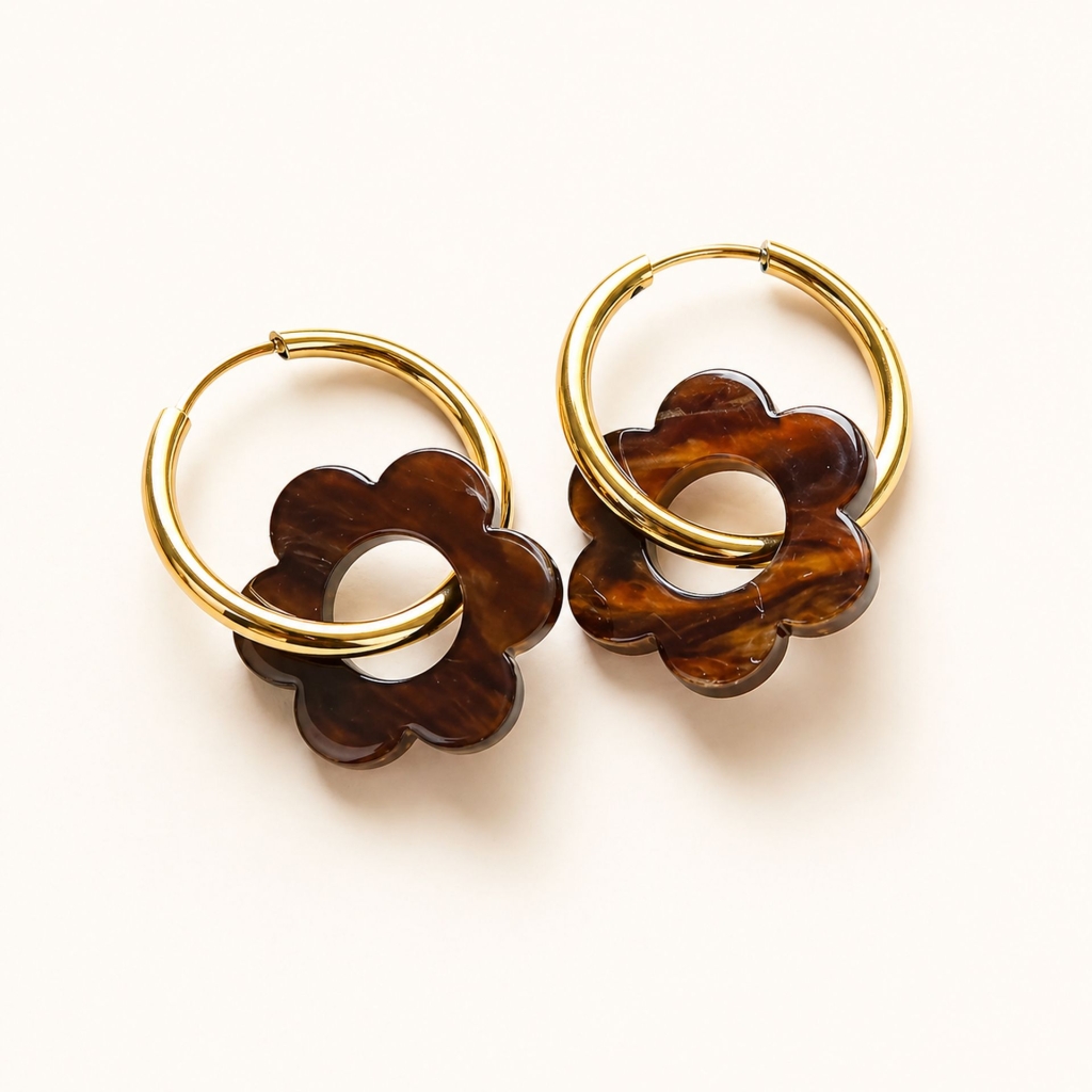 Boucles d’oreilles marronMarbré Rosalie