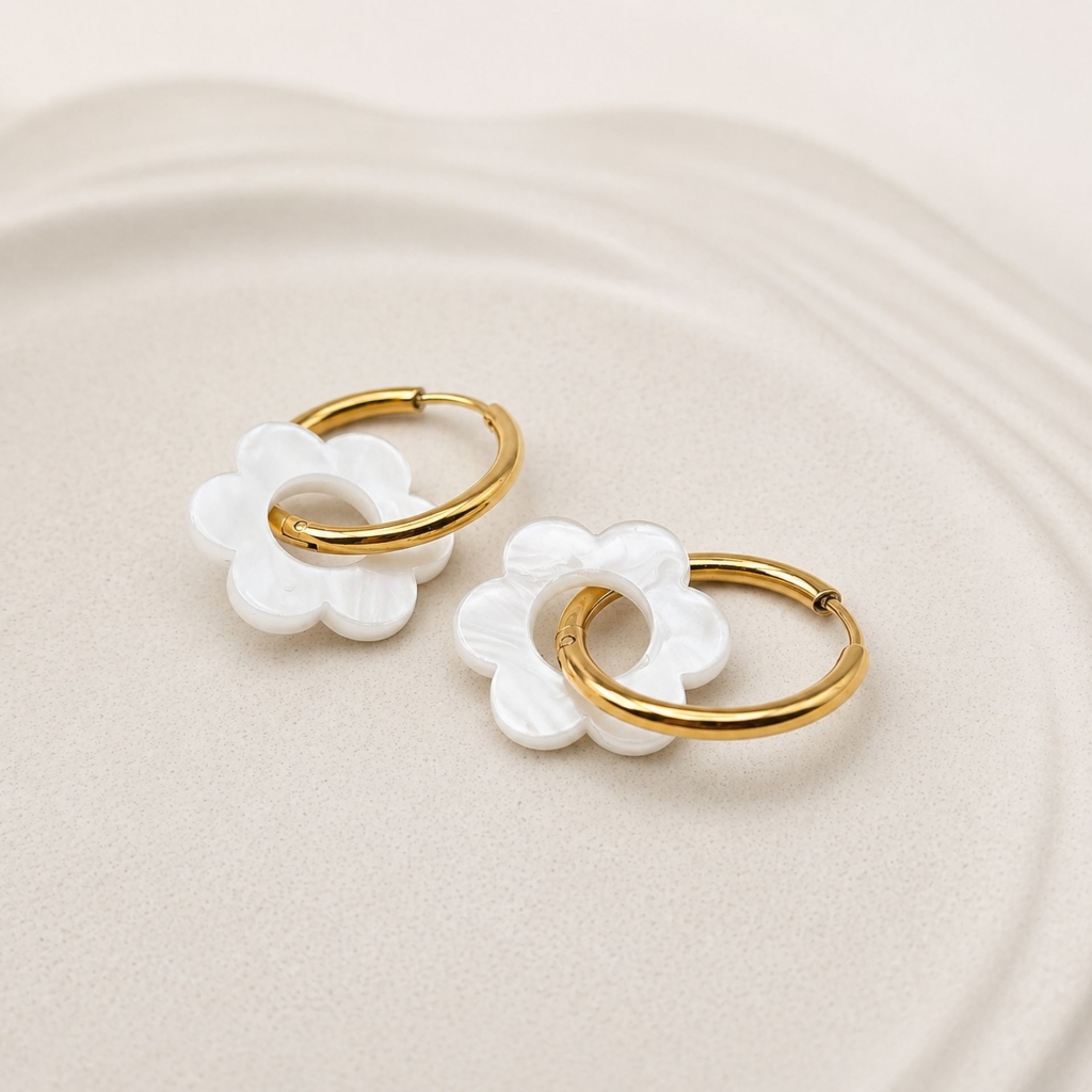Boucles d’oreilles blancNacré Rosalie