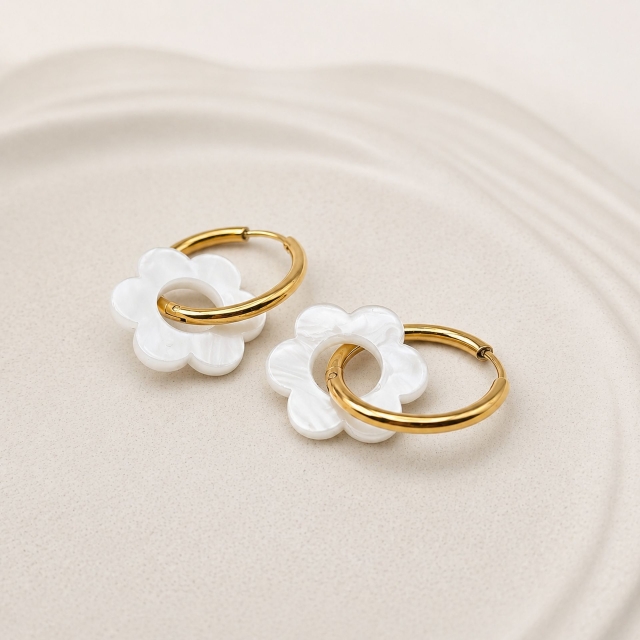 Boucles d’oreilles blancNacré Rosalie