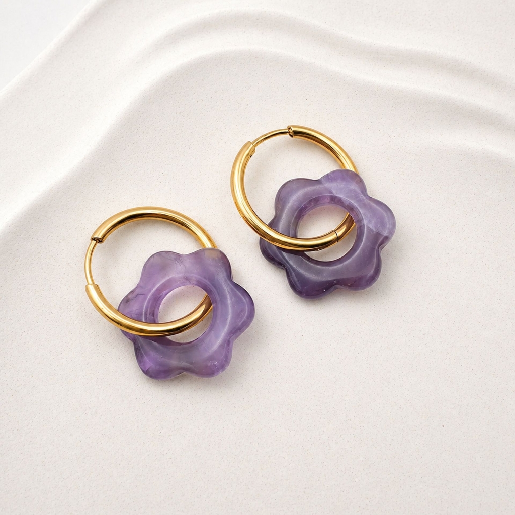 Boucles d’oreilles améthyste Rosalie