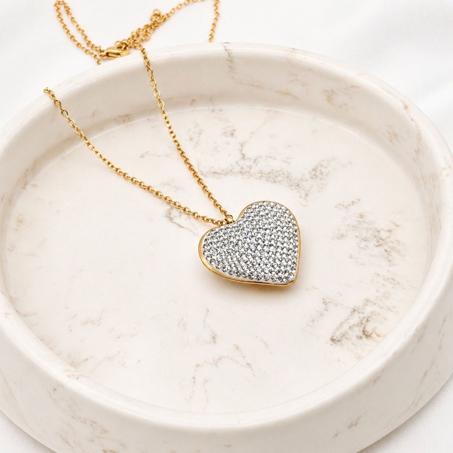 Collier coeur Claire blanc