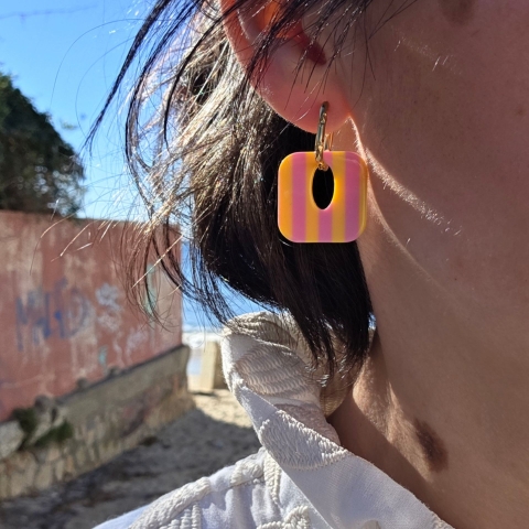 Rosalie carrée RayésRose clair