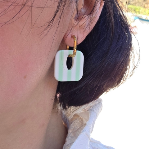 Rosalie carrée Rayés Vert