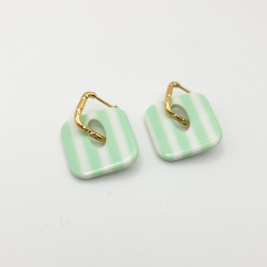 Rosalie carrée Rayés Vert