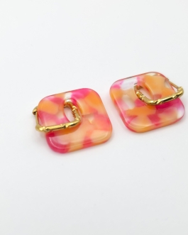 Rosalie carrée marbré rose foncé orange