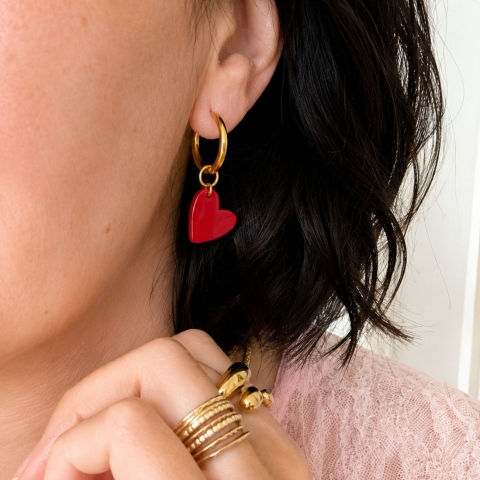 Boucles d’oreilles Kiss rouge