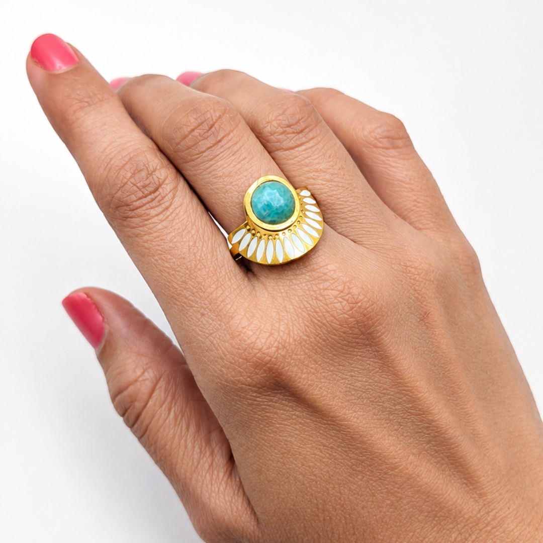Bague Takoda amazonite (reservé biche ) – Image 2