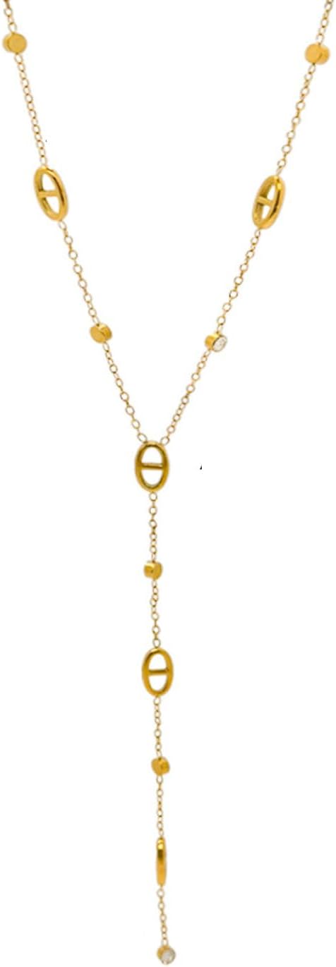 Collier Lisa doré fin avec pendentifs ovales sur fond blanc